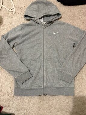 Nike Woman’s Gray Full-Zip Hoodie Jacket SMALL BLEACH STAIN ON BACK